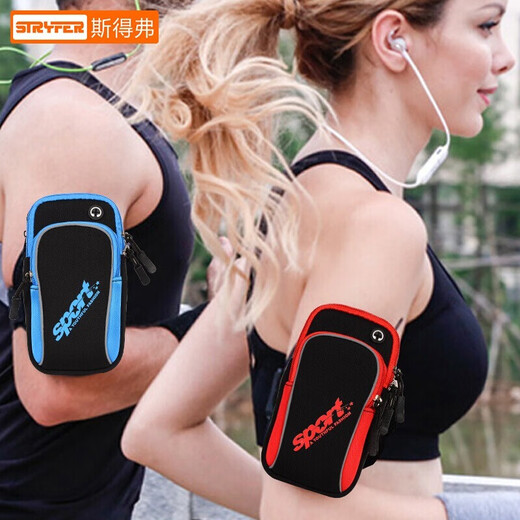 Stepfor mobile phone arm bag outdoor sports running and cycling arm bag two-layer large capacity mobile phone bag waterproof nylon material suitable for Huawei/Apple/Xiaomi/Samsung and other unisex simple gray (6.5 inches)