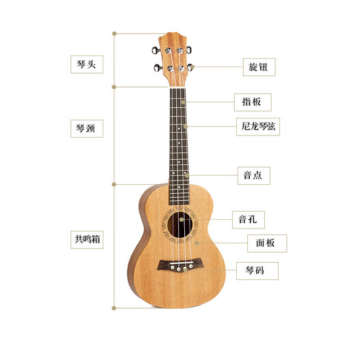 尤克里里乌克丽丽ukulele桃花芯迷你小吉他23英寸 23寸桃花芯全单板
