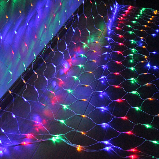 Aiweiyi Light String Fishing Net LED Couleur lumières dans le ciel étoile extérieur étanche boutique de pelouse Flash Light Shopping Mall Spring Festival Decoration Disposition de mariage Couleur chaude 6 * 4 mètres avec bouchon de queue 672 lumières