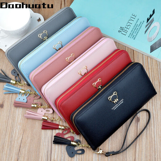 Daohuatu neuer Brieftasche für Frauen Langer koreanischer Mode Handheld Hand Halting Coin Brieftasche Reißverschluss Multifunktionales Mobiltelefonbeutel Long Blau