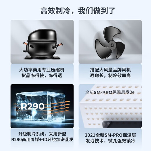 星星（XINGX）【线下同款】展示柜冰柜商用大容量卧式冷冻柜岛柜超市玻璃门冷柜大型冰淇淋雪糕展示柜海鲜速冻柜 419BY【1314*694*910】