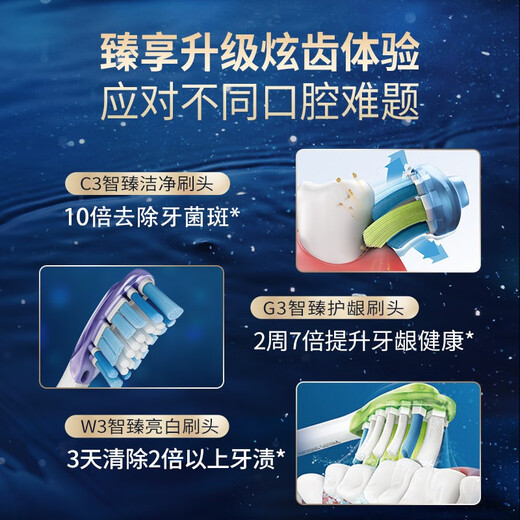 Philips (PHILIPS) electric toothbrush head official original adapter Diamond 7/9/AI series brush handle cleans gums, protects and brightens 3 pieces HX9043/67 white