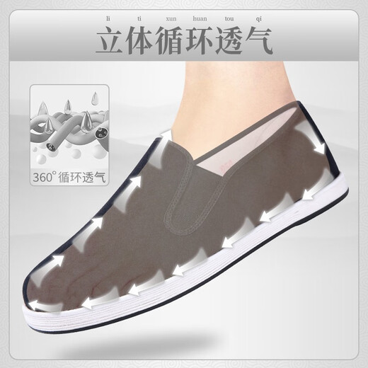 Shiju Frühlings- und Herbst-alter Peking-Stoffschuhe Herrenschuhe Wolle High-End-Traditionelle Stoffschuhe faule atmungsaktiv
