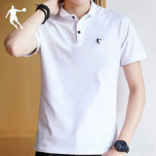 
Jordan short-sleeved T-shirt POLO shirt men's 2025 summer new lapel versatile comfortable running fitness casual half-sleeved top white [ice silky quick drying] L 175/92A