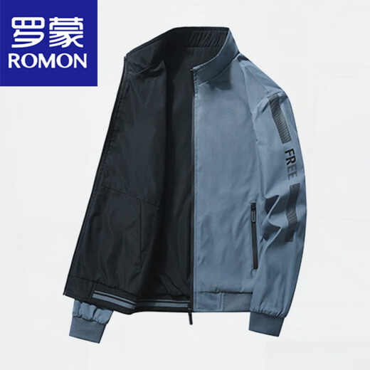 罗蒙（ROMON）两面穿外套男春秋款休闲运动2025新款大码立领夹克男春装上衣 双面穿卡其【春秋款】9866 M=100斤左右
