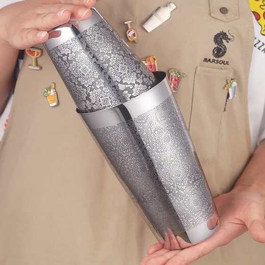 Soul of the bar, original imported Naranja shaker, professional bartender bartending tool, SUS304 stainless steel, high-quality Boston bartender, retro engraved version