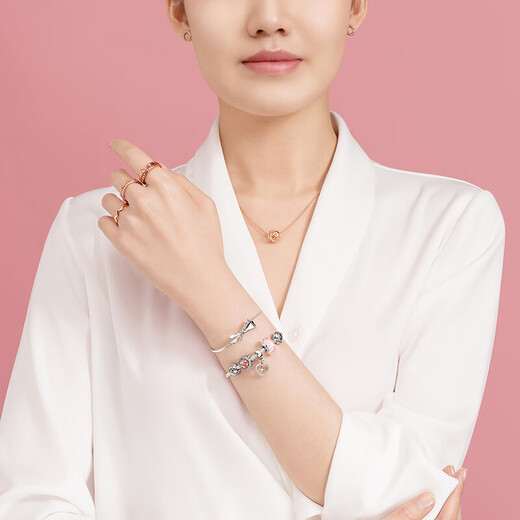 PANDORA hard candy bracelet 925 silver column buckle simple diy snake bone chain couple style birthday gift for girlfriend