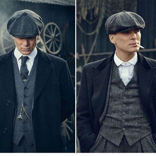 Qizi Groom (QianziJiaomei) Gángster Bloody Gangster Wool Octopus Hat Men's Razor Party Inglés Bereta Retro Periódico Literario Histio Moda Pintor de moda Negro 55-58