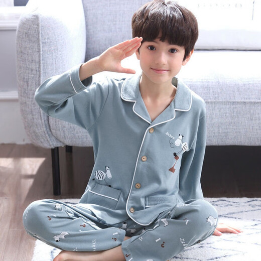 Ran Yilan Fat Boy Pajamas Medium-Grand Children's Years Eve Trousers Autumn and Winter Cotton Long Sleeve Cartoon Boy Set 11165# Yellow Dog One Size 10 Size 100CM Height