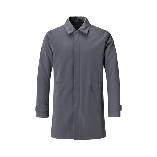 Septwolves windbreaker men's mid-length lapel jacket men's autumn business versatile solid color British style jacket men's QB 003 (medium gray) 170/88A (L)