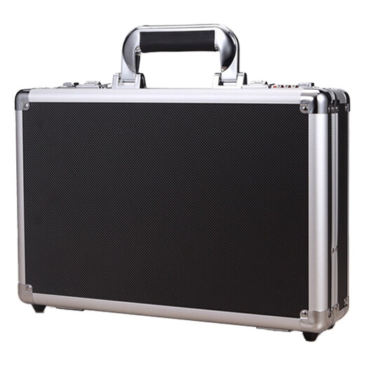 Wenstan W7339 lockable aluminum alloy suitcase, portable double password tool box, document storage box, black empty box (36*24*10)