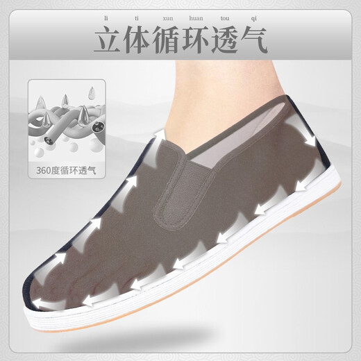 
Shiju autumn new style old Beijing cloth shoes men lazy traditional cloth shoes breathable middle-aged and elderly dad retro layered men's shoes 12802 black 44