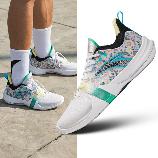 Anta (ANTA) Furious 4TD Basketball Shoes Men's 2024 Spring New Mesh Breathable Practical Exterior Field Sports Shoes Official Website Anta White/Rice Color/Parrot Green-2 6.5 (Male 39)