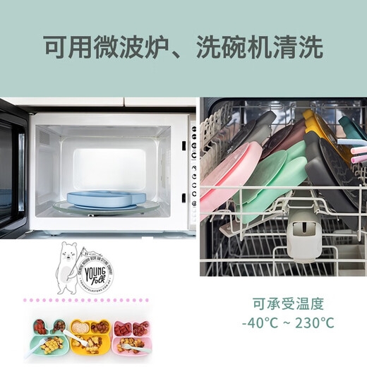 WE MIGHT BE TINY澳洲宝宝餐盘分格吸盘碗婴儿辅食碗儿童餐具防摔 浅灰 兔子款