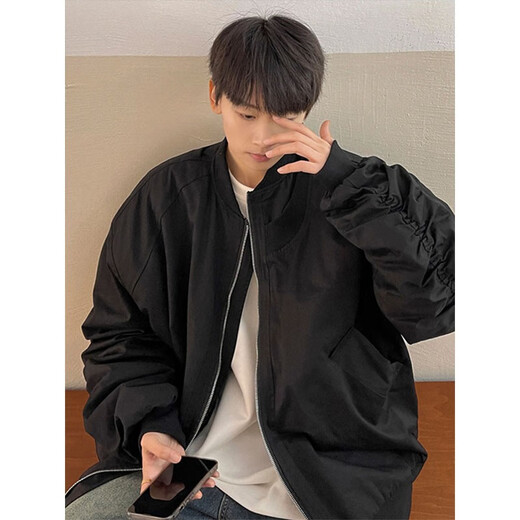 Digada autumn and winter jacket men's flight jacket men's cotton jacket men's plus velvet thickened baseball uniform men American retro couple TMZXF-W04 gray (spring and autumn style) 3XL [Suggested 150-170Jin [Jin equals 0.5 kg]]
