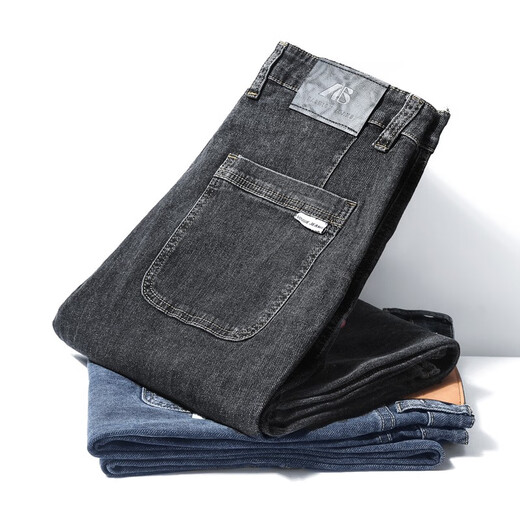 
Haipei Nick straight jeans men's stretch high waist large size trousers youth casual and comfortable four-season straight-foot men's pants 702 ash size 36 (2 feet 75)