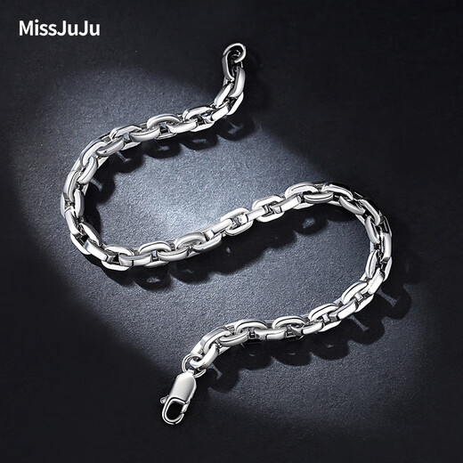 Miss JuJu Men's Platinum Bracelet pt950 Platinum Men's Personalized Cross Chain Trendy Bracelet Length Suggestion Suggestions Thickness 7-9mm = Clean Hand Circumference + 2.5cm