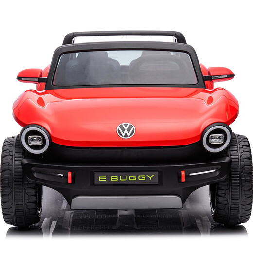 Together with Beetle Volkswagen two-seater children's electric car, baby's four-wheel four-wheel drive toy car can sit on adults' stroller lithium battery, green grass, double leather seat + 3 hours of battery life