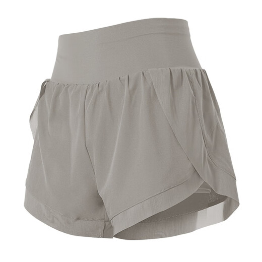 Vansydical Sports Shorts Women's Summer Stretch Breathable Fake Two-Piece Anti-Lighting Yoga Pants Pilates Running Fitness Pants Black FS-FBF201196 L