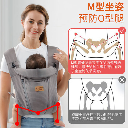 Jingmengyuan baby strap front-heeling baby dual-purpose turban for the newborn baby lightweight and easy to carry baby with a baby. Dark gray (anti-bite towel 2) (upgrade to hug horizontally