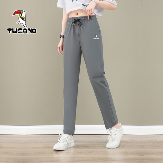 Pic de bois (Tucano) 2024 Pantalon de soie de glace d'été ultra-mince pour femmes Sports Pantalon droit à séchage rapide pour les femmes Summer Breathable FZ761 Black 2xl Poids recommandé autour de 125-140