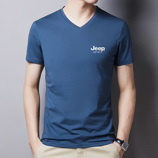 JEEP SPIRIT吉普短袖T恤男士上衣服夏季潮流纯色休闲半截袖冰丝百搭半袖服装 9922黑色 L (110斤-125斤)