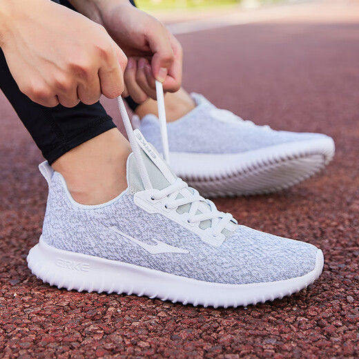 Мужская обувь Hongxing Erke (ERKE) 2026, новинка осени и зимы, плюс бархатные теплые кроссовки, мужская повседневная обувь с дышащей сеткой, спортивная обувь на мягкой подошве Erke белого цвета (модель с сеткой) 3291 40