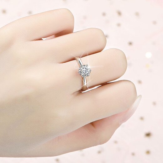 AVHE platinum diamond gold ring white PT950 artificially cultivated diamond ring classic T six-claw crown female ring wedding Chinese Valentine's Day 10-point diamond D color VVS clarity + platinum ring setting certificate + gift box (finger ring remarks)