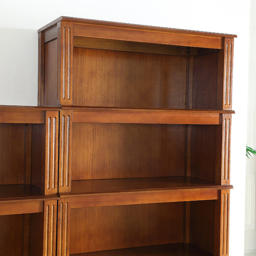 Grine American Massivholz Bücherregal kostenlose Kombination aus raumhohe Wand Einfaches Wohnzimmer Büro Europäische Bücherregalregal Vierschicht Bücherregal Height 1479 mm (tiefe Kirschfarbe) 1000*380 (Länge*Breite)