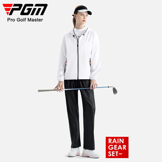 PGM高尔夫套装男女款雨衣防雨全身装备上衣裤子整套服装 YF688-白色 L