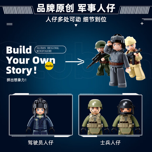小鲁班虎式变形坦克军事模型积木拼装儿童玩具坦克车男孩6-10岁礼物0790 BMP步兵战车