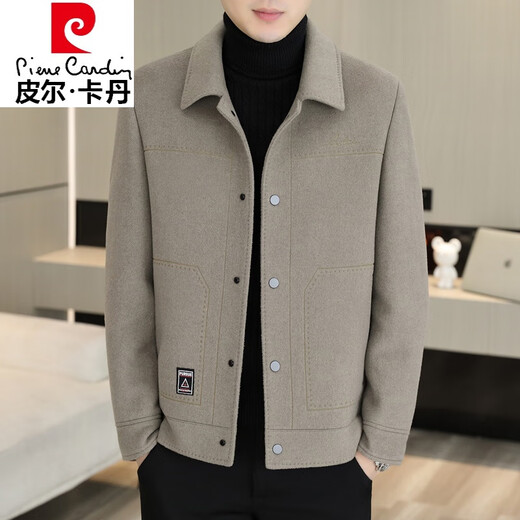 Piercadam Wolljacke Herrenherbst- und Winter doppelseitige Wolljacke Herren-Geleder Dicke Wolle Kurzwolle Doppelseitige Wolle B2308 Grau 3xL (150-165jin [Jin gleich 0,5 kg])