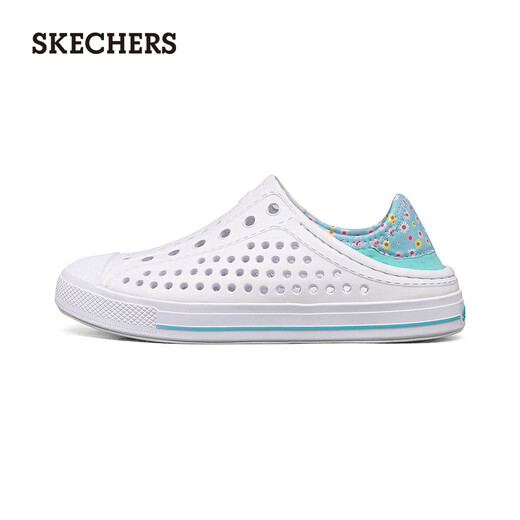 Skechers summer girls' hole shoes casual and versatile outside wear slippers lightweight breathable bubble shoes soft and fashionable white/multi-color/WMLT size 37