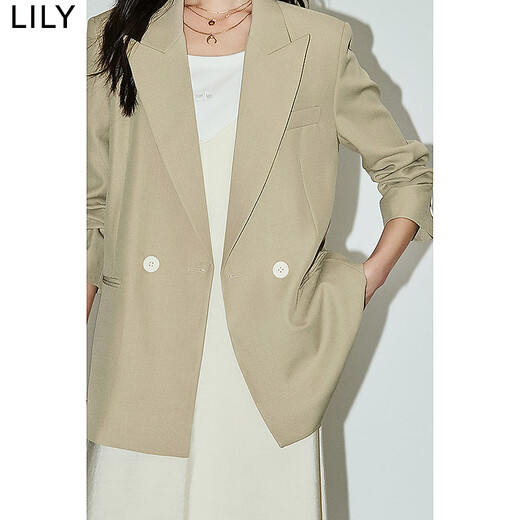 LILY Song Qian's same style autumn new women's style high-end commuting design simple suit jacket 322 gray green M