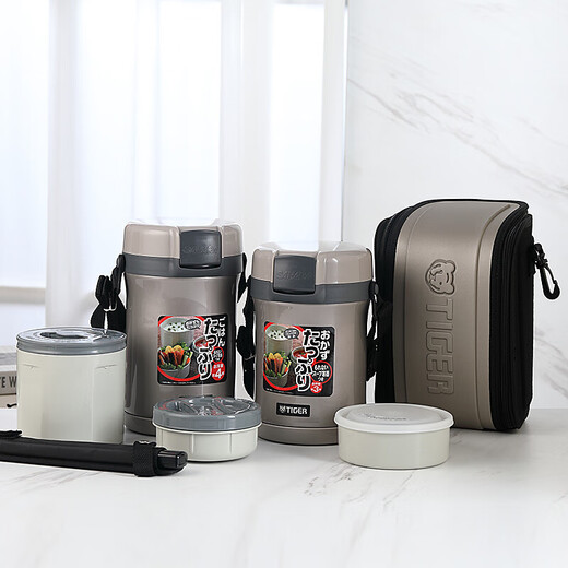 TIGER Japanese insulated lunch box 4-layer large-capacity lunch box microwaveable 3-layer stainless steel portable lunch box 3-layer lunch box LWU-B170