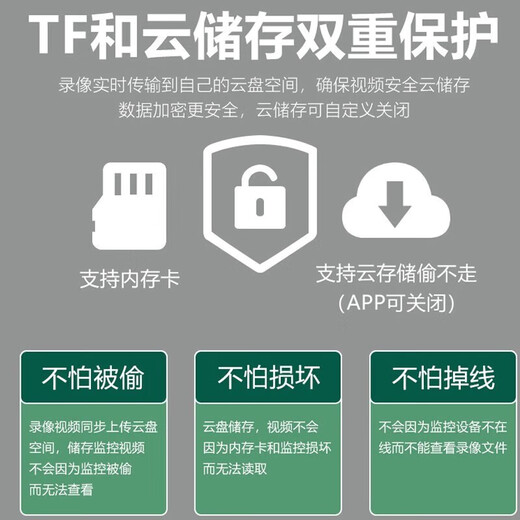 免插电4K超高清家庭小型无线摄线头手机wifi远程监控器家用摄像头 4K超清+远程开关wifi版黑色 16G内存卡(循环保存录像约3天)