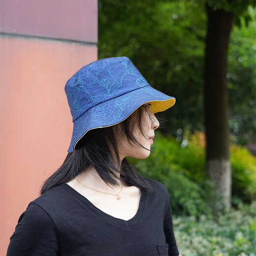 Forbidden City Culture Palais Meow Lotus Fisherman's Hat Sun Sun Hat Travel and Leisure Hat peut être portable des deux côtés Musée Cultural and Creative Birthday Gift One Size (applicable à la circonférence de la tête 58-60 cm)