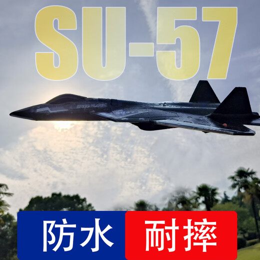 Yunya Su 57 water, land and air remote control aircraft fall-resistant gliding combat aircraft model fixed-wing remote control aircraft toy Su 57-black dual-electric