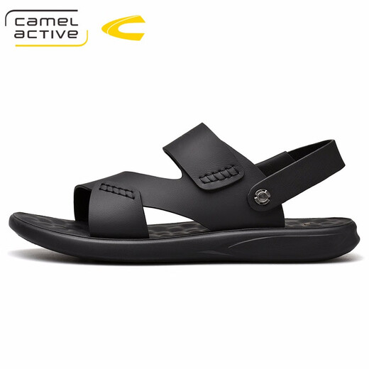 骆驼动感德国骆驼动感凉鞋男头层牛皮沙滩鞋潮流夏男休闲透气防滑凉拖两穿 黑色689（皮鞋码） 40