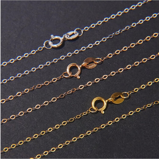 Guanpu Pavilion Fat Donglai's same style 18k gold necklace thin women's Au750 color gold clavicle chain rose O-shaped chain style 18K gold necklace 0.8g x 50cm