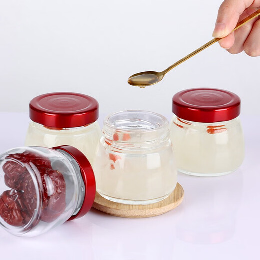 Baijie Bird's Nest Sub-Bottle Glass Sealed Jar Bird's Nest Stew Cup Sub-Bottle High Temperature Resistant Can Steam Fish Maw Isinglass Tremella Cup Big Belly Bird's Nest Bottle 100ml 6-piece Set