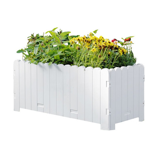 Flower box outdoor courtyard balcony vegetable planting plastic anti-corrosion flower trough extra large rectangular fence custom planting box white length, width and height 100*40*40cm