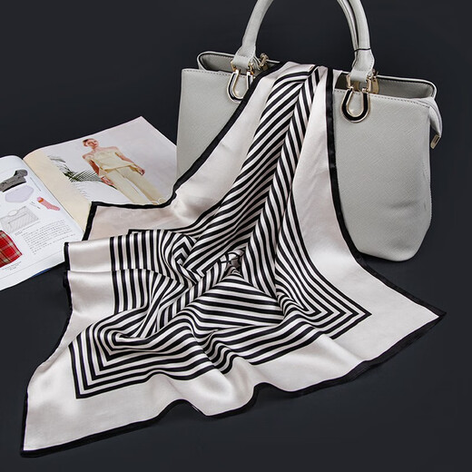 Da Vinci Passwort 100% Mulberry Seidenrautzwurm kleiner quadratischer Schal für Frauen dünne koreanische gestreifte Seidenschals vielseitiger formaler französischer Ins Schal Stewardess Mode gestreift