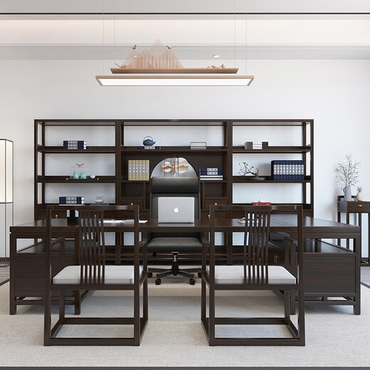 YARXCHEG New Chinese Style Boss Desk Corner Simple Modern Office Furniture Solid Wood President Desk Executive Desk Customized 2 Meters Golden Rosewood