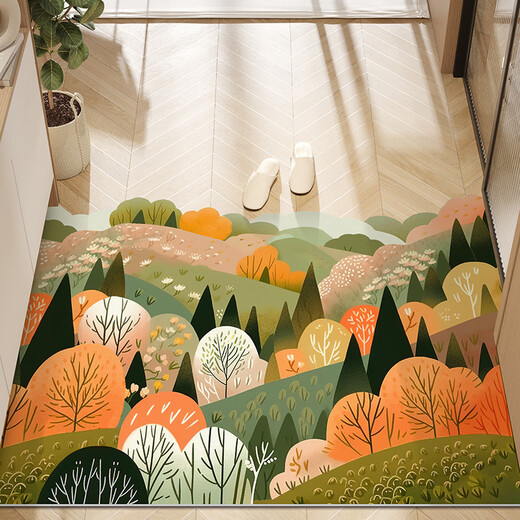 Gu Die Xiao Fresh Door Mat Floor Mat Entrance Door Mat Resistant to Dirty Entrance Door Anti-slip Entry Mat Green Cypress 60CMx90CM (DIY as you like, any cut)