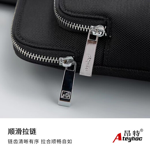 AteyHoc Business Handtasche Schwarzer Männer professioneller Pendler Büro Informationen Storage Computer Bag Custom Meeting Bag Tippen Support Logo Druck 869 Schwarz (Größe: 380*290*70 mm)