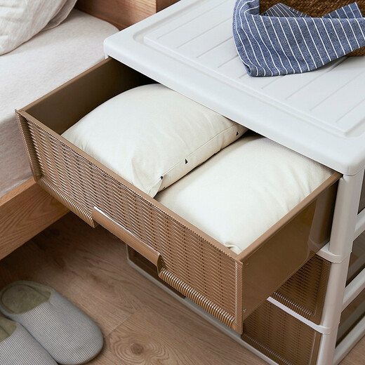 
Interactive space drawer storage box imitation rattan wardrobe transparent storage box clothes underwear home dormitory plastic finishing box storage cabinet 9717 large size 3 floors width 56.8 depth 39 height 62