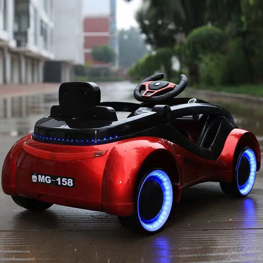 Zuanshi (zuanshi) children's electric car, Apple concept car, car, child toy car, baby rocking car, can sit on and charge with remote control, white + full function + wheel light, swing + big battery + music Bluetooth + remote control