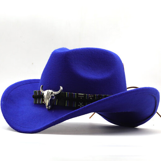 ESQTJF 2023 Western Cowboy Hat Horn Horn Jazz Jazz Topper Men and Women's National Style Felt Hat Hat à larges bords 09 Café M (56-58 cm)