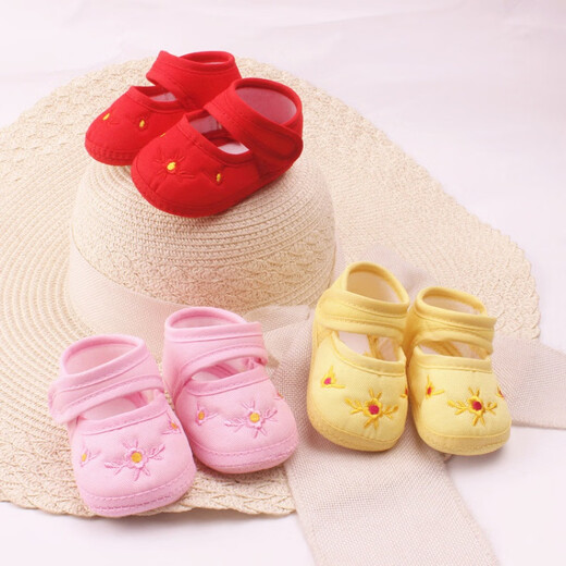 Midur baby soft sole foot protection cover cloth shoes summer and autumn 0-6 months old newborn full-month baby does not lose shoes embroidered toddler shoes red (embroidered shoes) size 11 S (inner length 10.5cm recommended 0-6 months